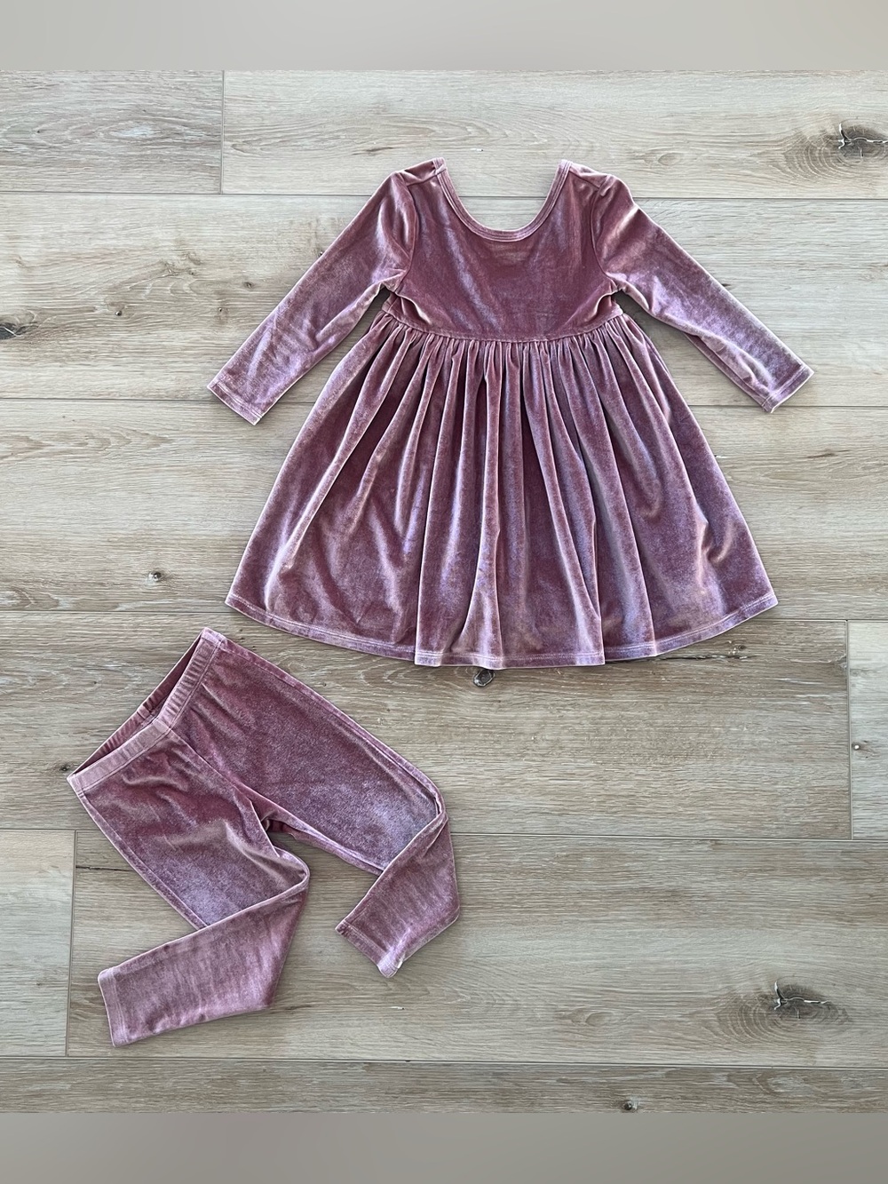 Pink Chicken New York velvet dress + leggings set